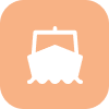 Boat icon on peach-colored background.